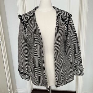 Black White Striped Tweed Blazer